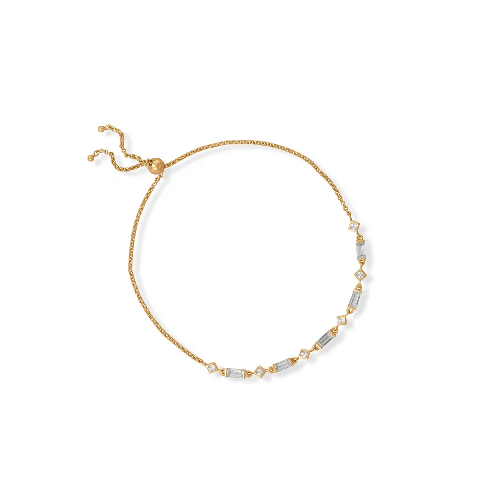 14 Karat Gold Plated CZ Bolo Bracelet