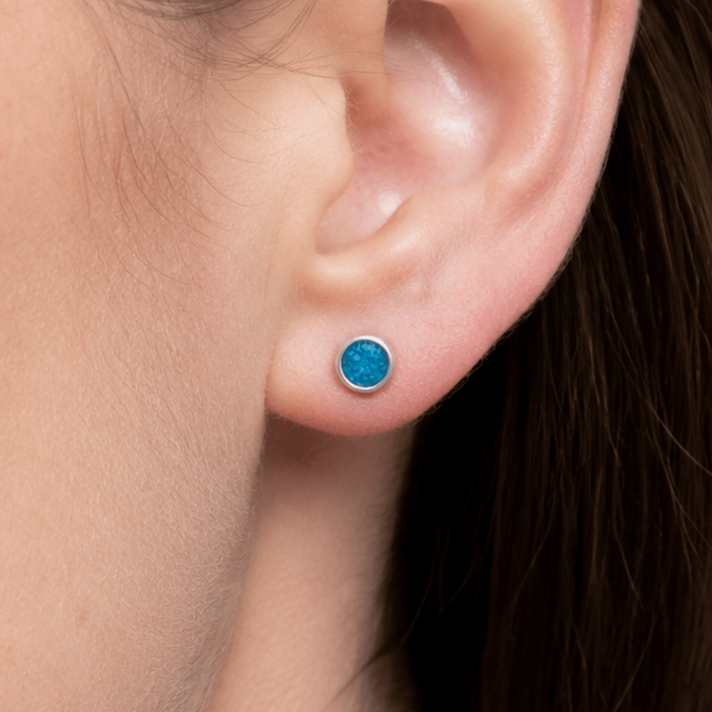Oxidized 5.5mm Turquoise Chip Inlay Stud Earrings