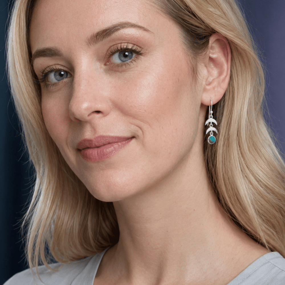 Turquoise Crescent Drop Earrings