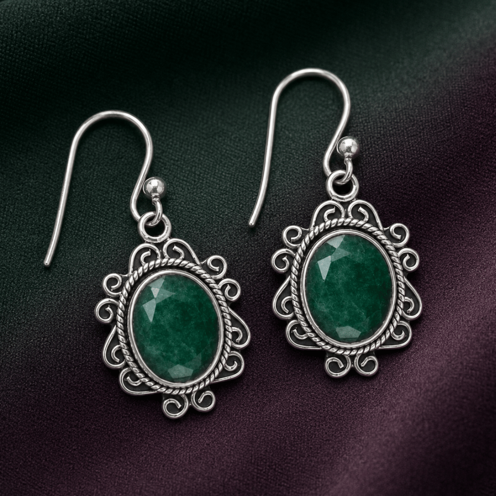 Oxidized Beryl French Wire Earrings