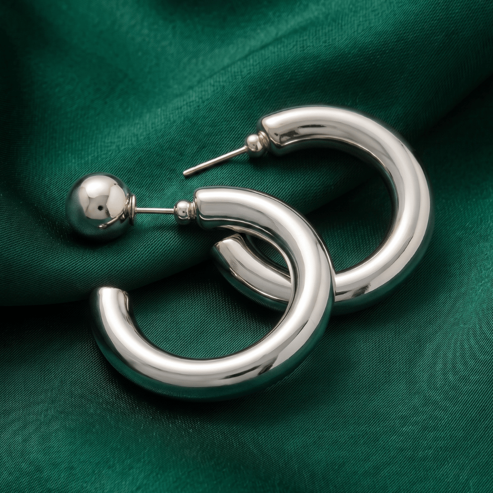6mm Round Tube Hoop Ball Post Earrings