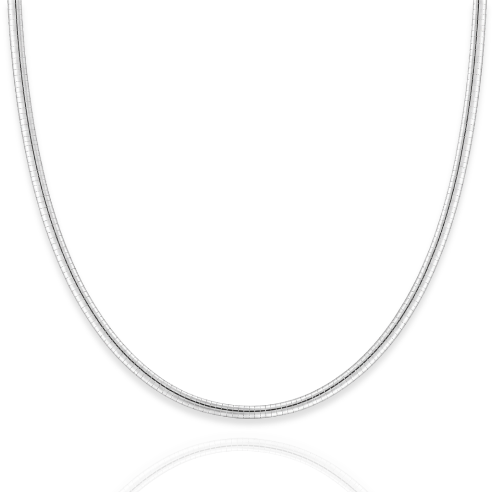 925 Sterling Silver Domed Omega Necklace - 3mm