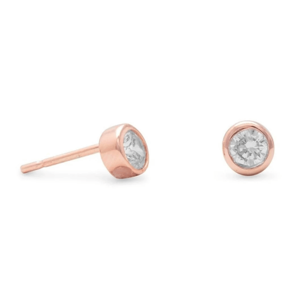 4mm Bezel Set CZ Stud Earrings