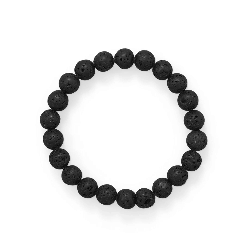 8.75mm Black Lava Stretch Bracelet