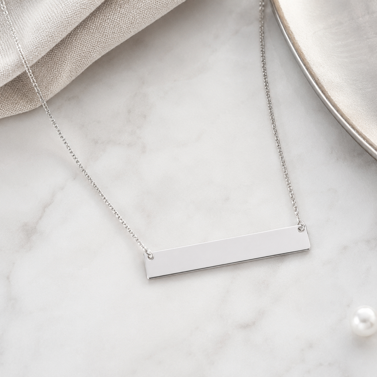16" + 2" Sterling Silver Bar Necklace