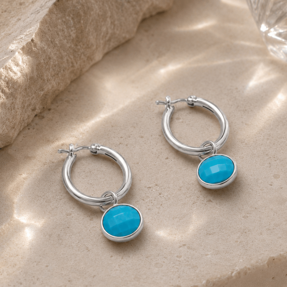 Turquoise Charm Hoop Earrings