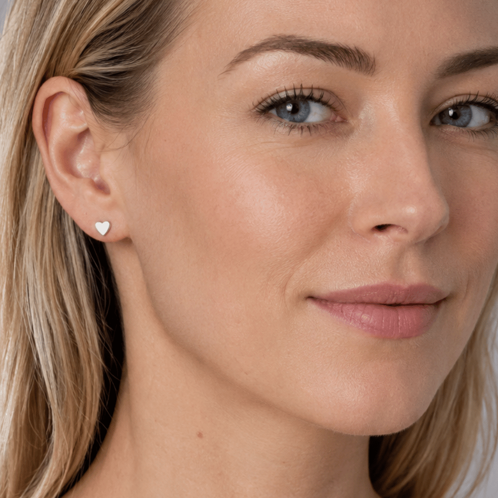 Polished Heart Stud Earrings