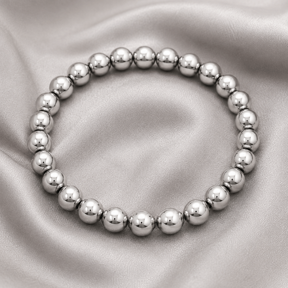 8" 8mm Stainless Steel Bead Stretch Bracelet