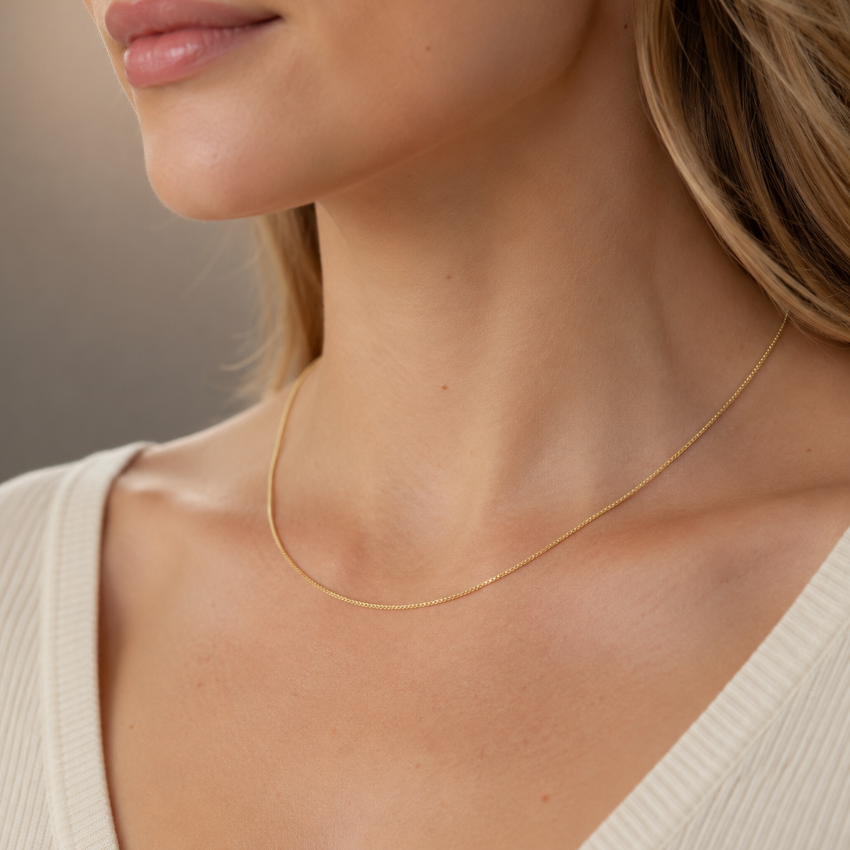 14K Gold Plated Sterling Silver Light Box Chain Necklace - 1mm