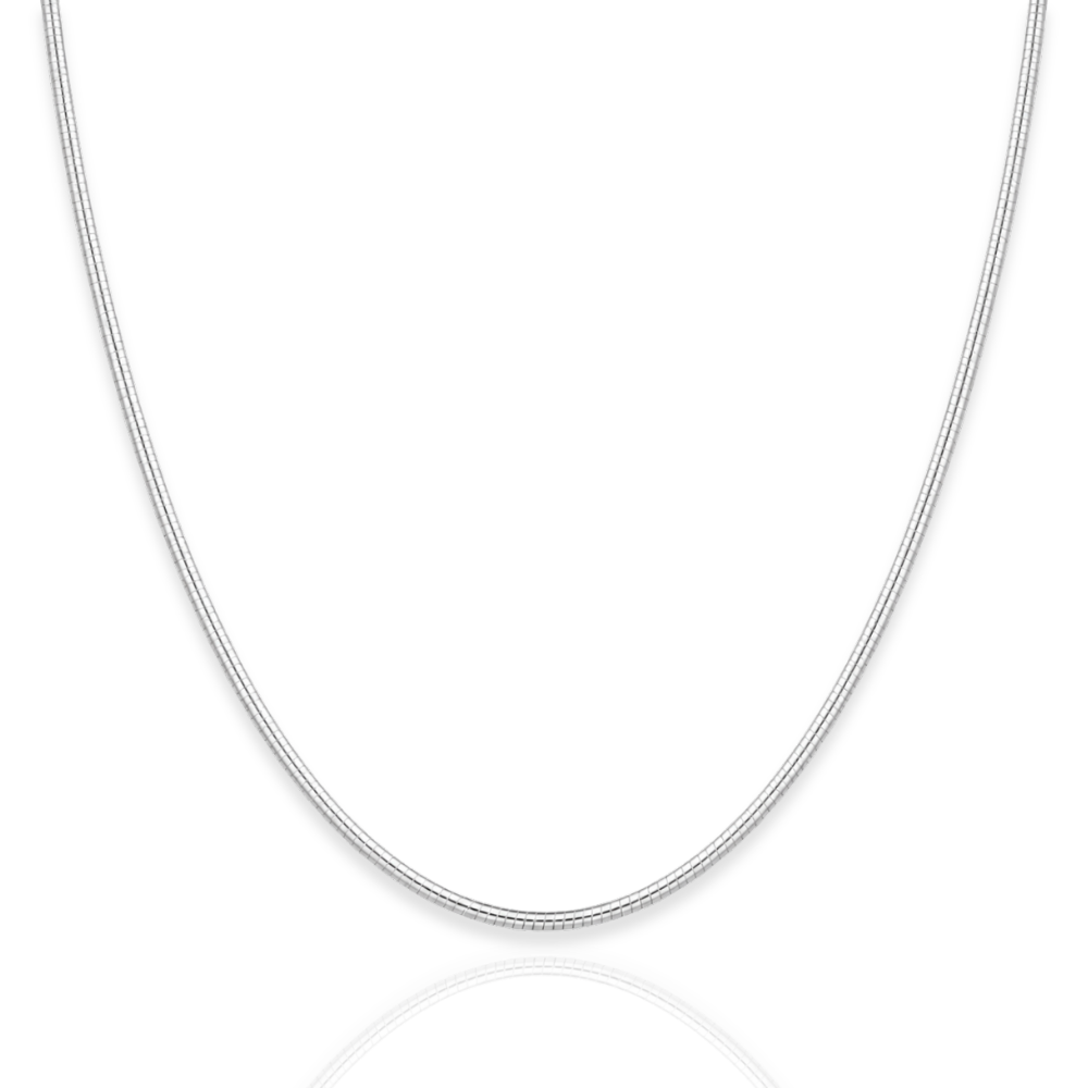 925 Sterling Silver Round Omega Necklace - 1.5mm