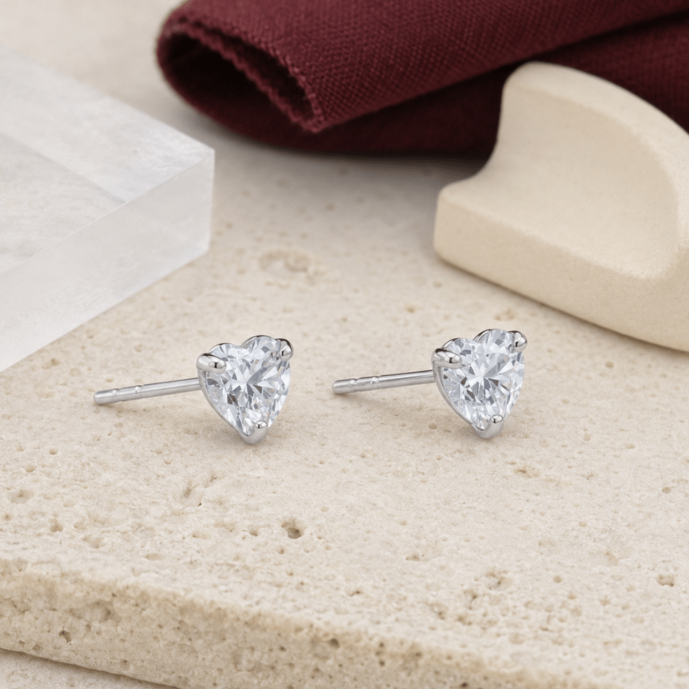 Heart CZ Stud Earrings