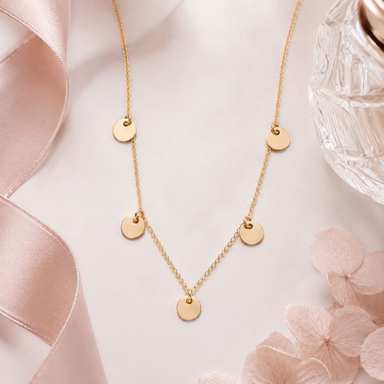 16" + 2" 14/20 Gold Filled Multi Disc Charm Necklace