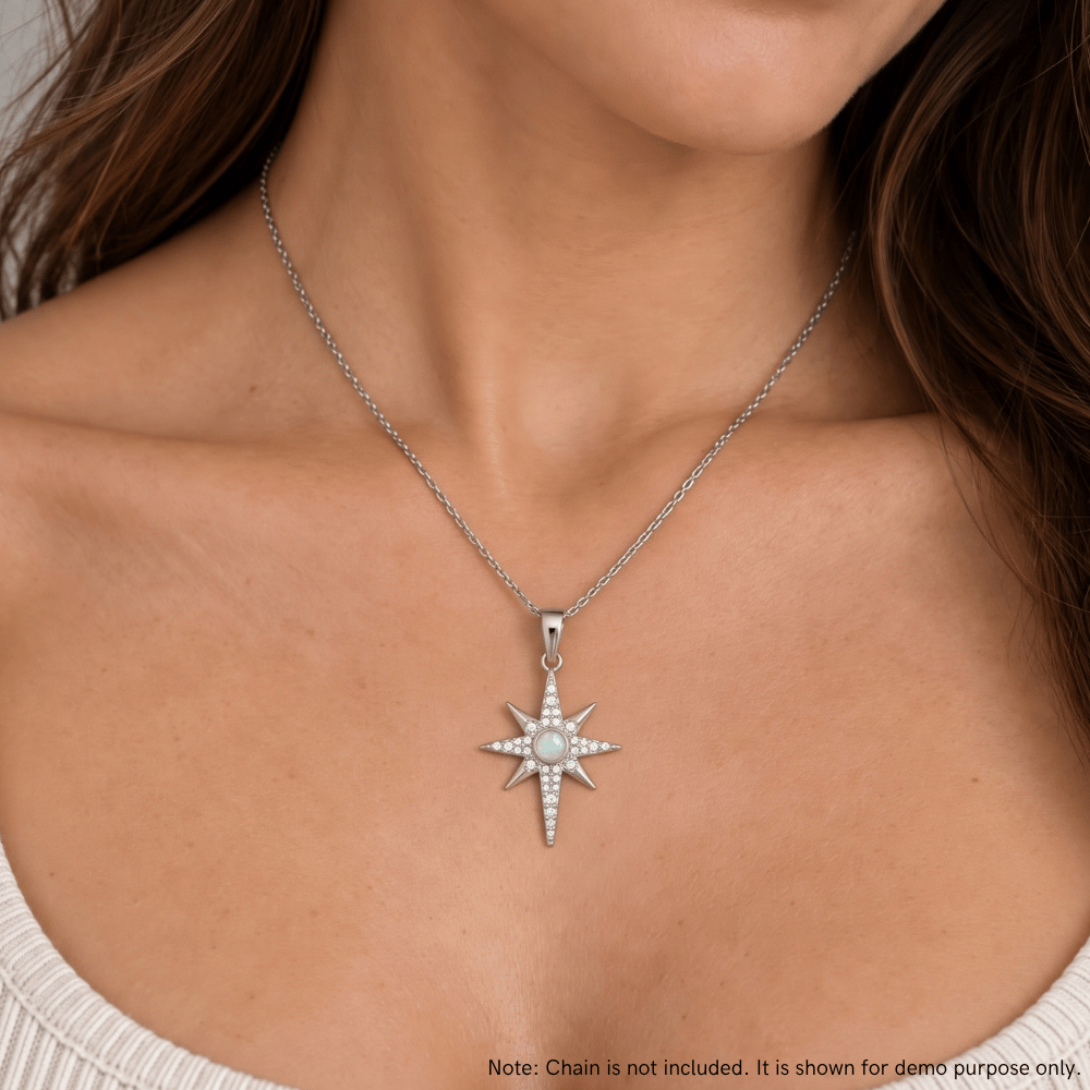 Synthetic Opal and CZ Star Pendant