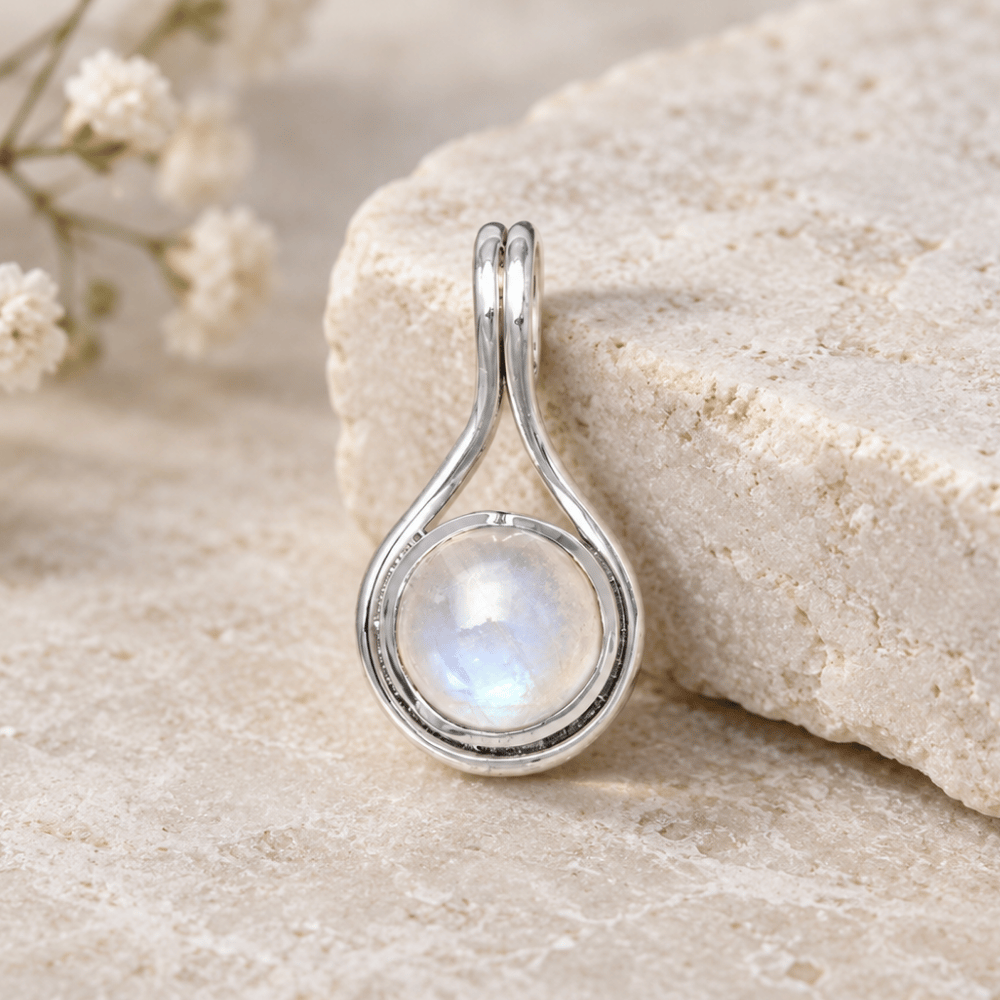 Round Rainbow Moonstone Slide