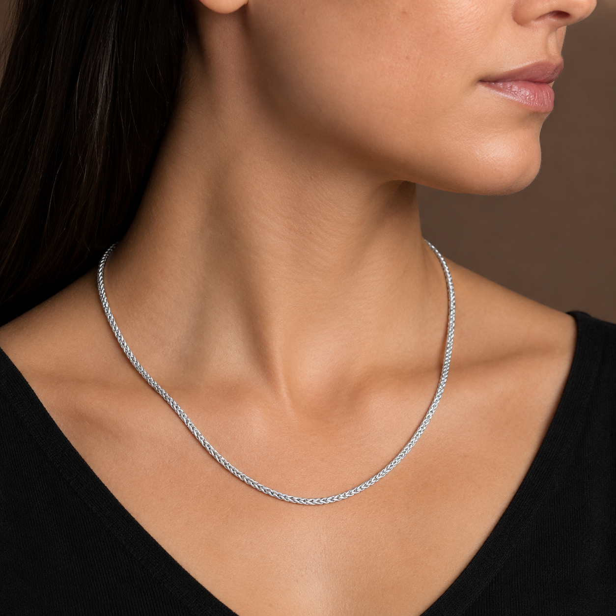 925 Sterling Silver Rhodium Plated Franco Chain Necklace - 2.4mm