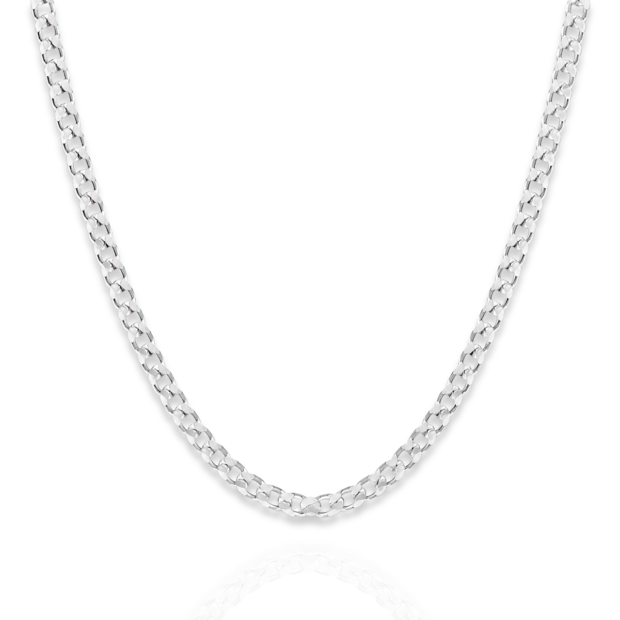 925 Sterling Silver Beveled Curb Chain Necklace - 4.4mm