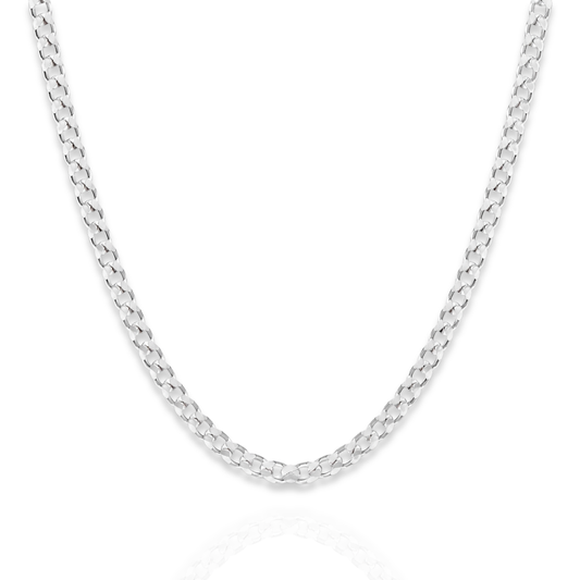 925 Sterling Silver Beveled Curb Chain Necklace - 4.4mm