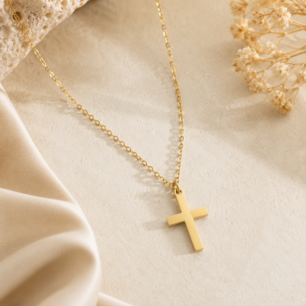 13" + 1" Gold Filled Cross Charm Necklace