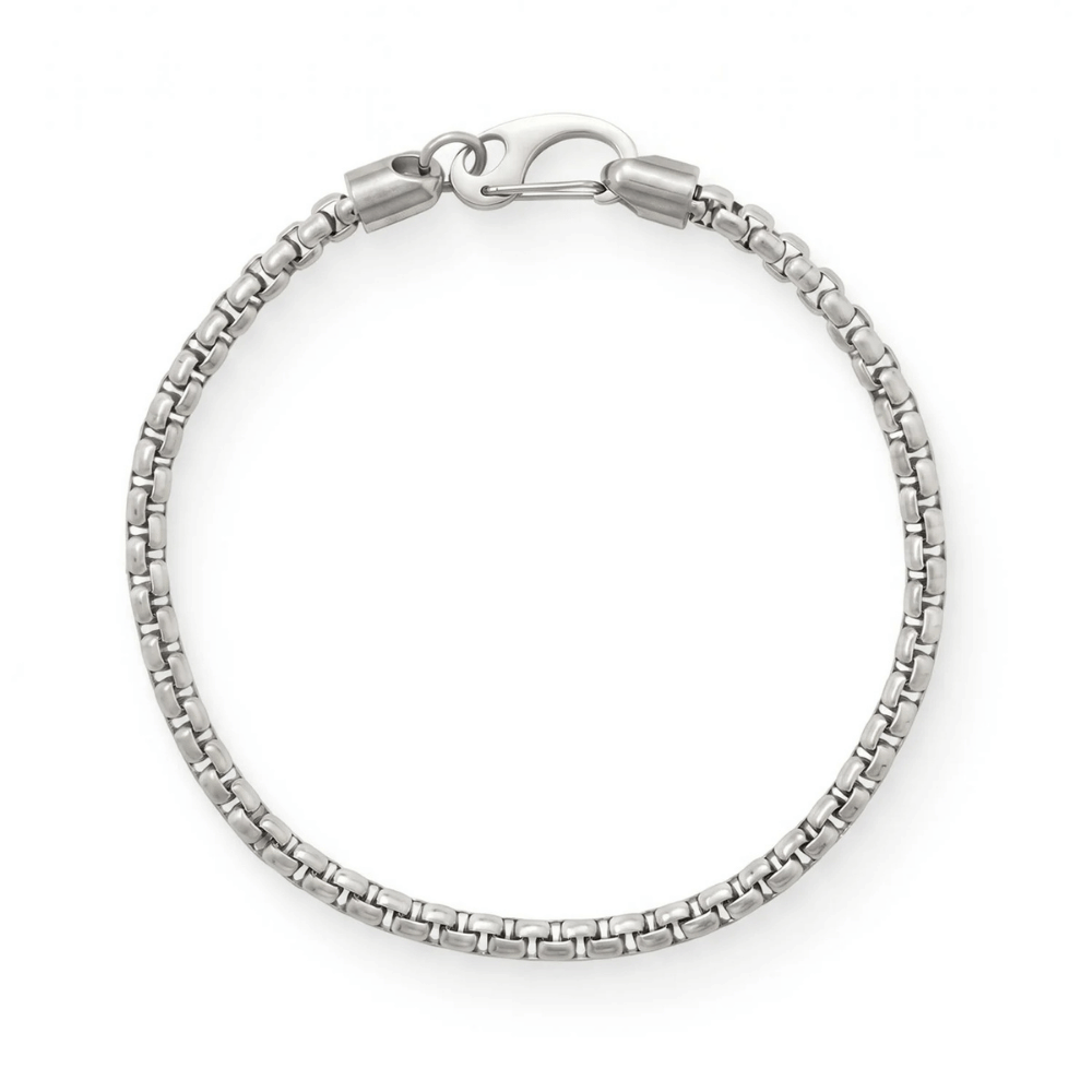 8.5" 4mm Stainless Steel Rounded Box Chain Mens' Bracelet