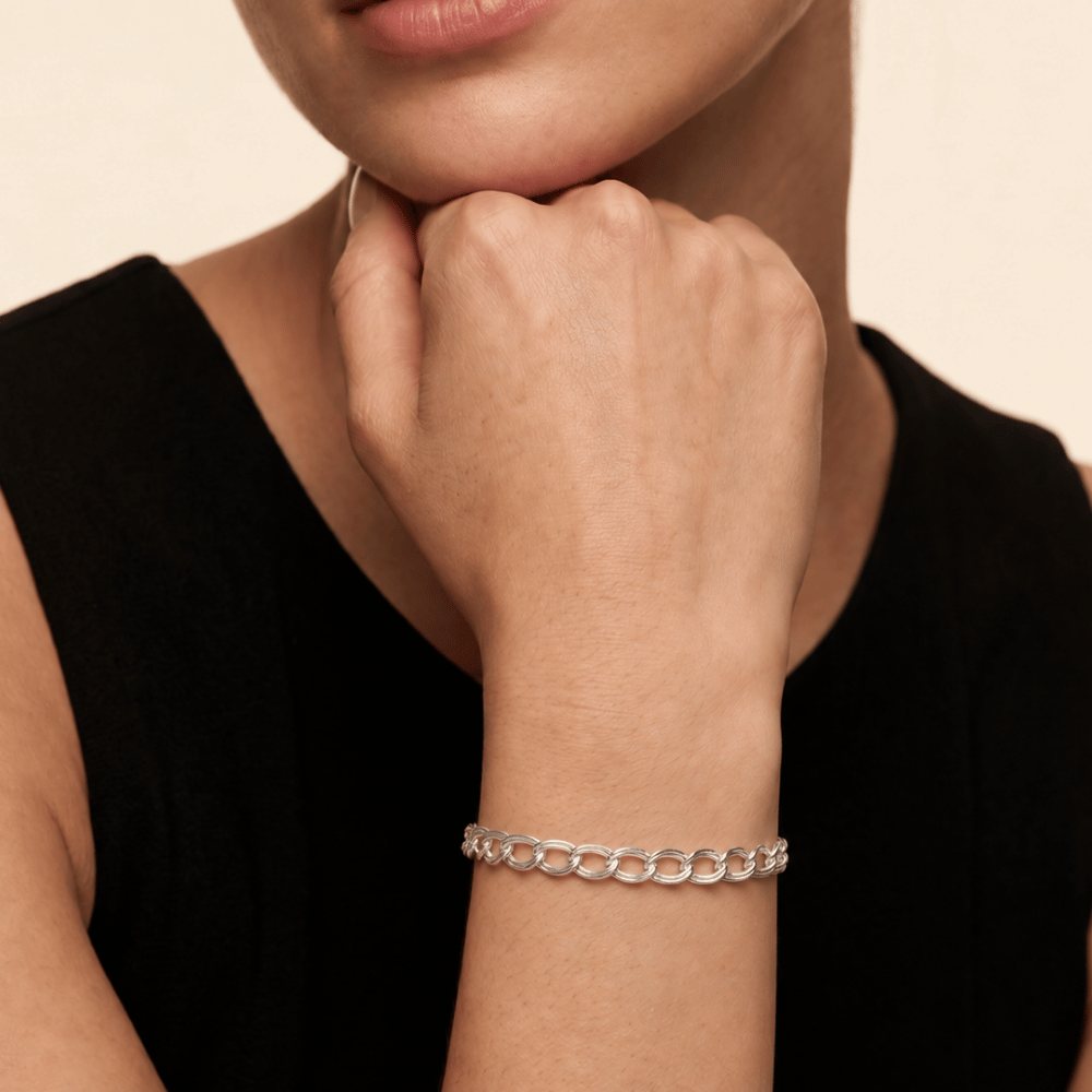 925 Sterling Silver Diamond Cut Light Charm Bracelet - 4.5mm - view 4