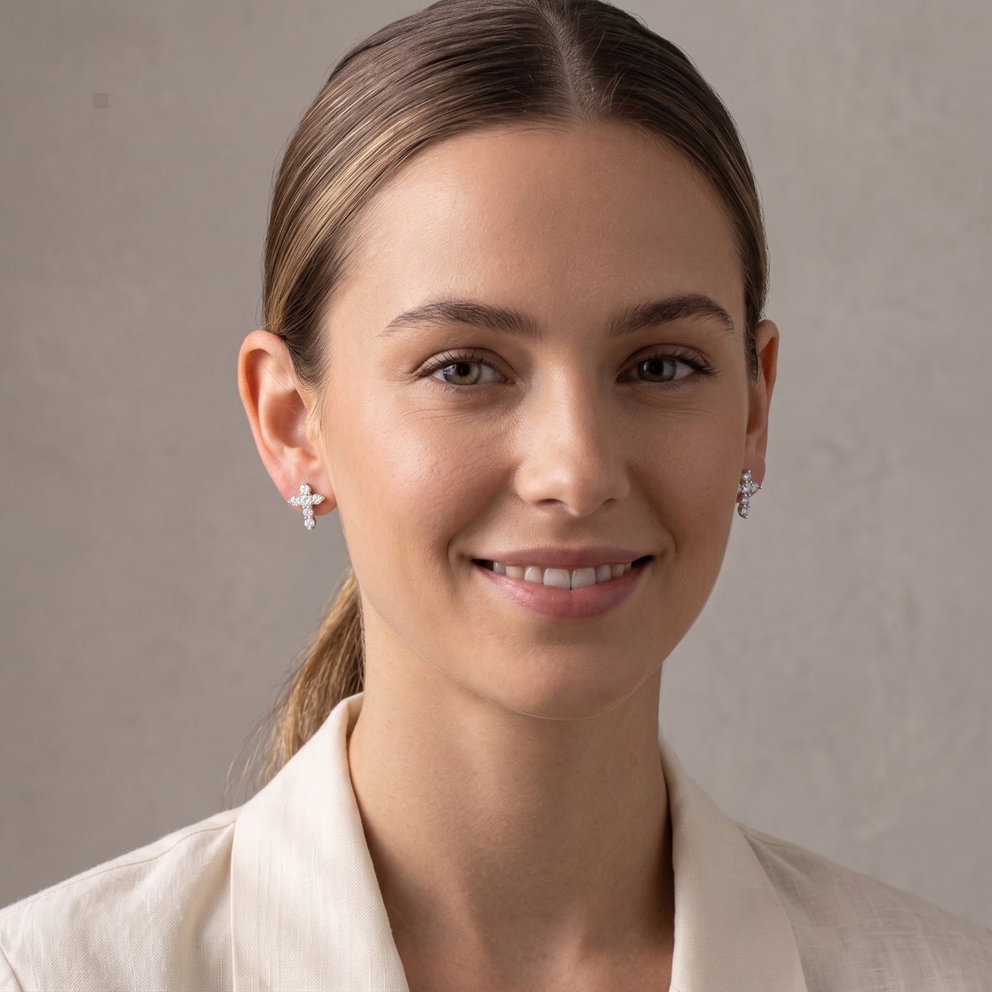 Small CZ Cross Stud Earrings