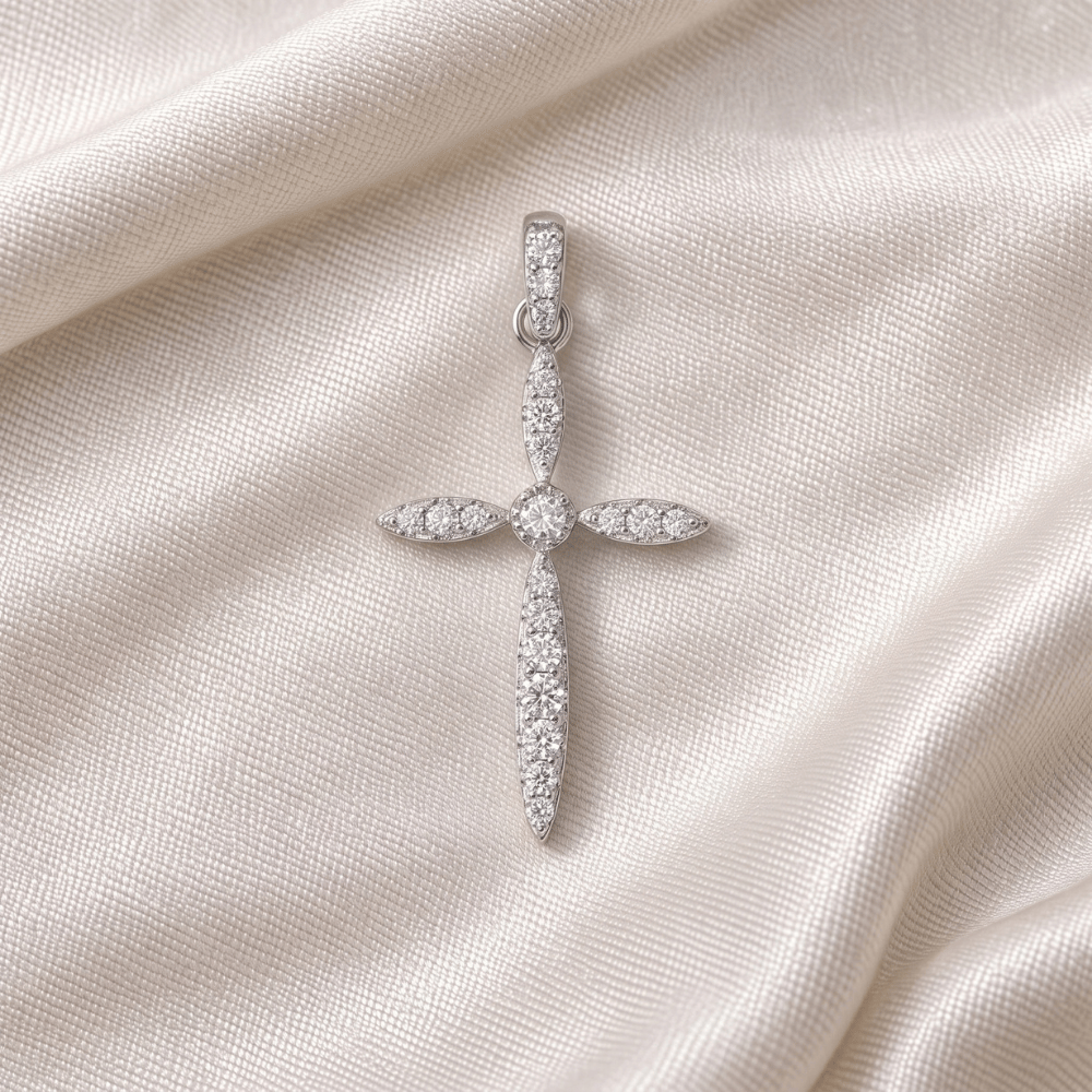 Graduating CZ Cross Pendant