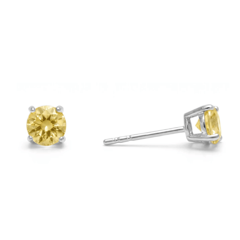 Rhodium Plated Birthstone Stud Earrings