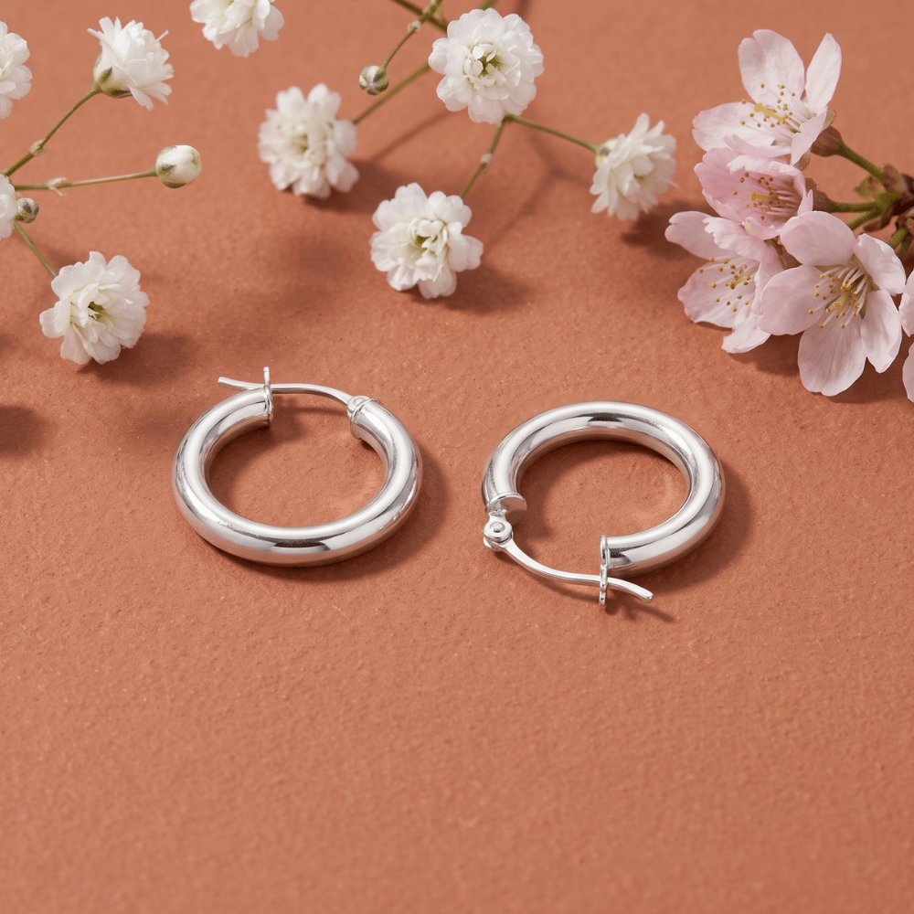 3mm x 15mm Round Click Hoop Earrings