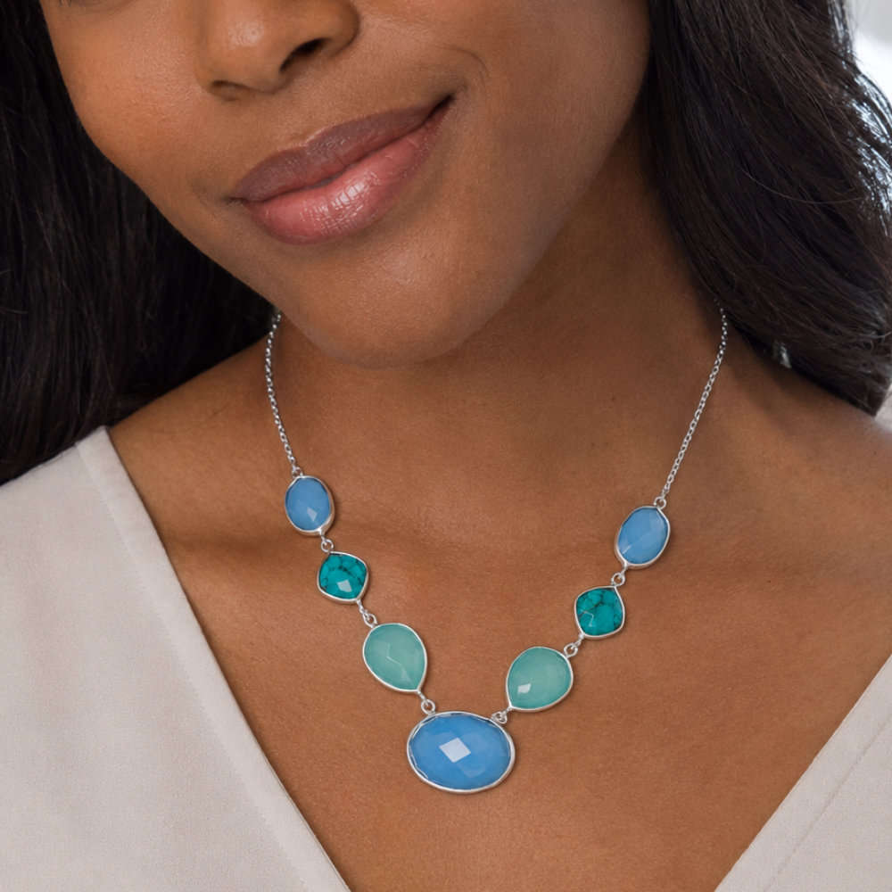 Stabilized Turquoise and Chalcedony Necklace