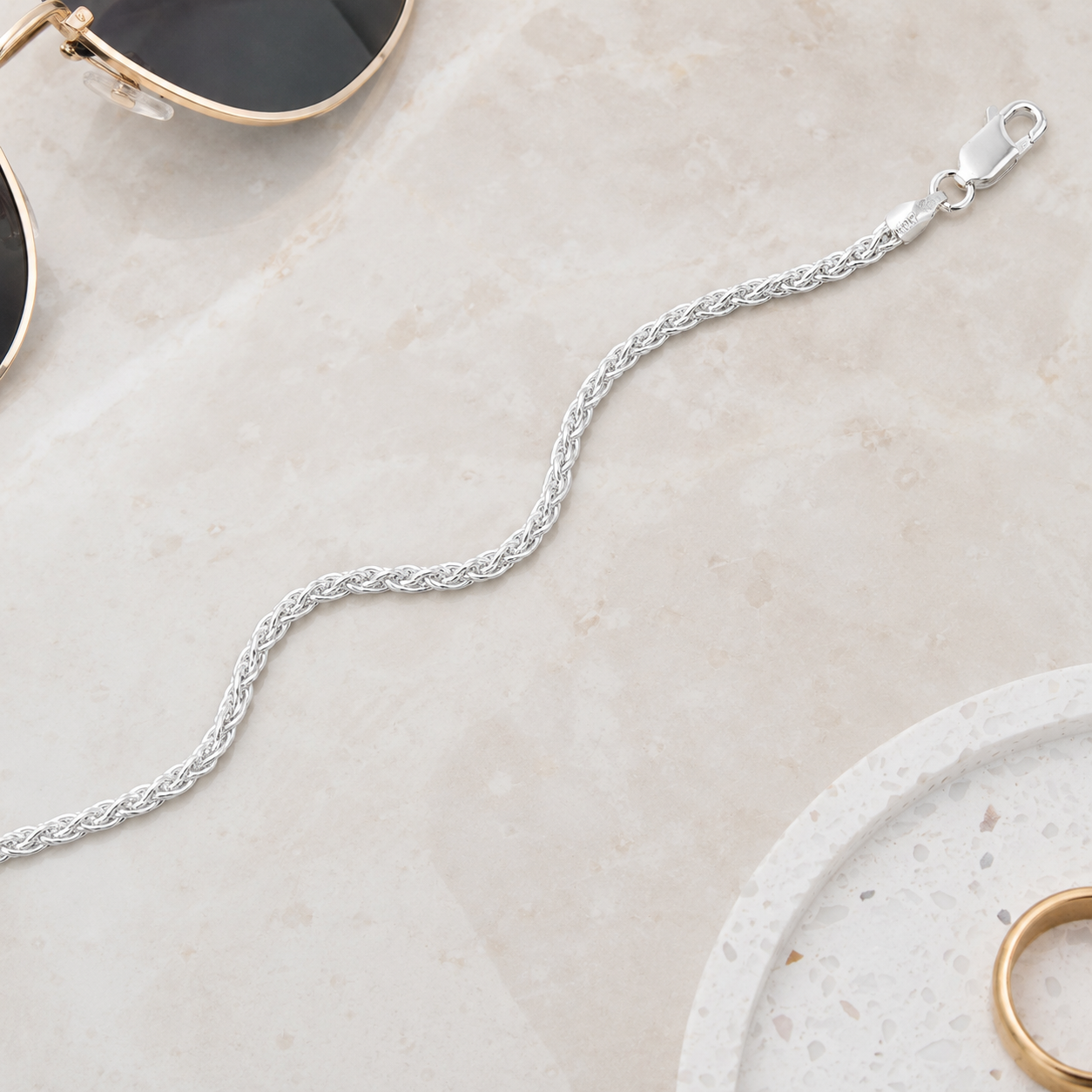 925 Sterling Silver French Wheat Chain Necklace - 2.5mm