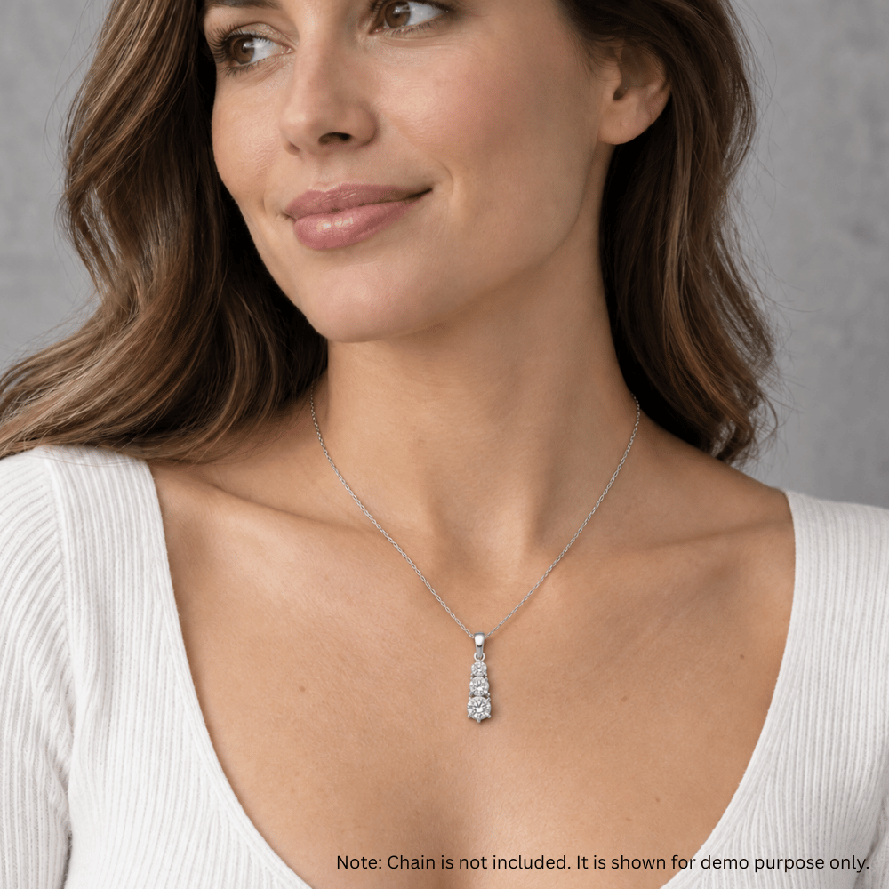 Graduated Three CZ Drop Pendant