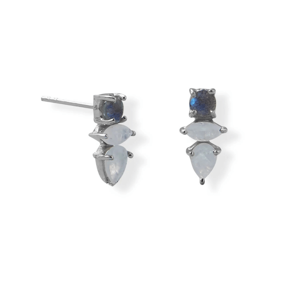 Labradorite and Rainbow Moonstone Post Earrings