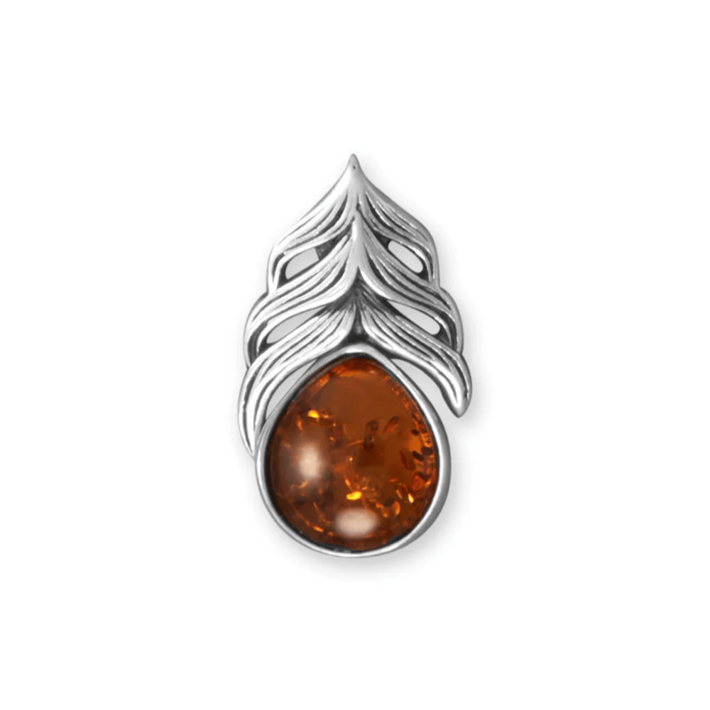 Oxidized Baltic Amber Feather Slide - view 5