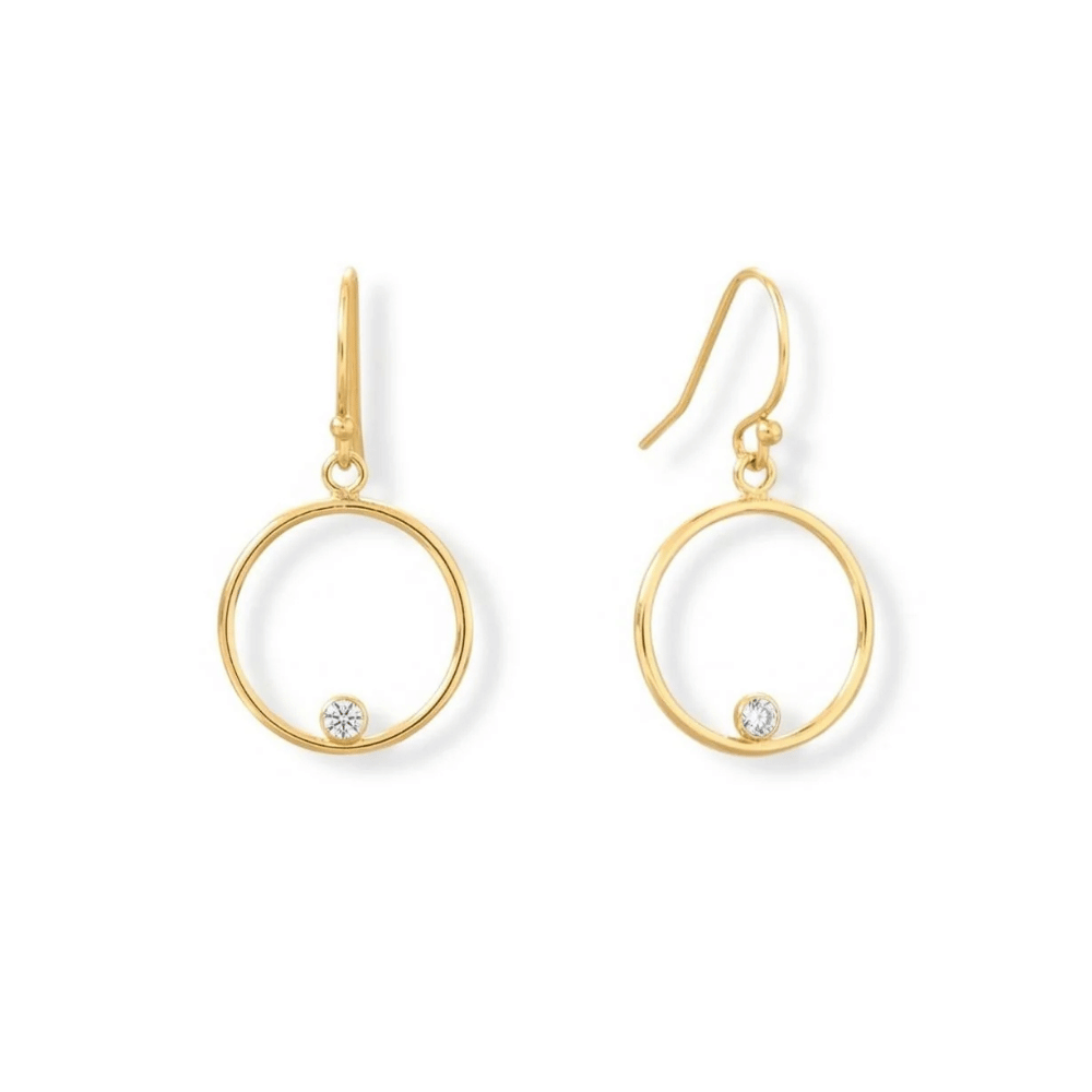 14/20 Gold Filled 15mm Circle with CZ Earrings