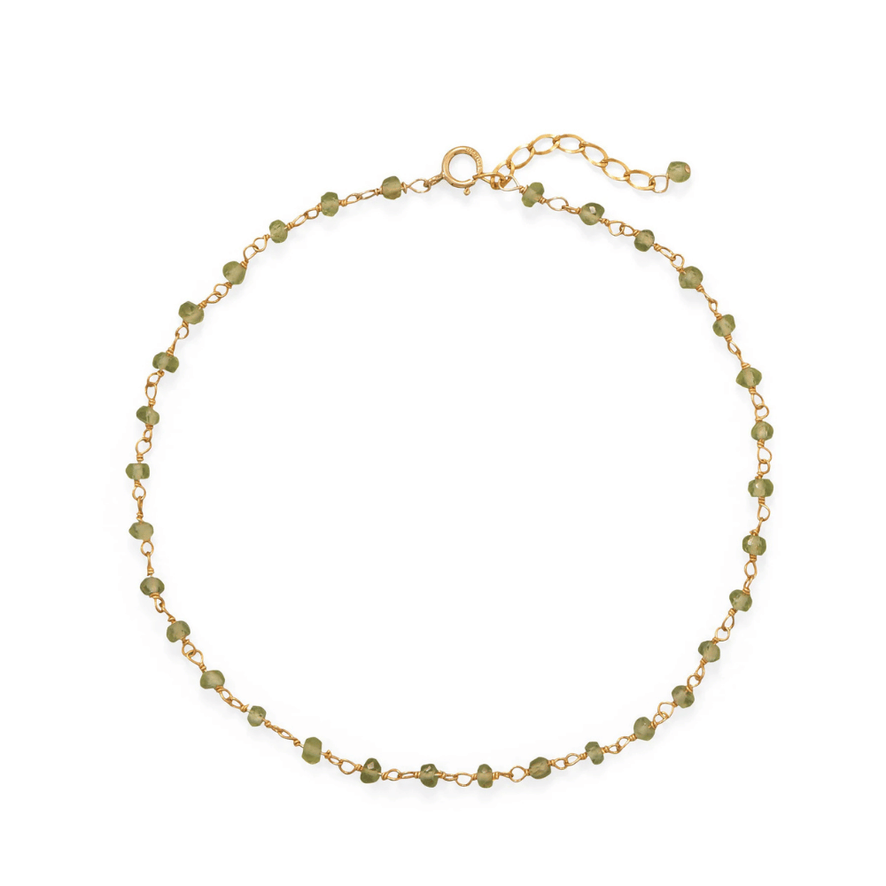 9.5" + 1" 14 Karat Gold Plated Bead Anklet
