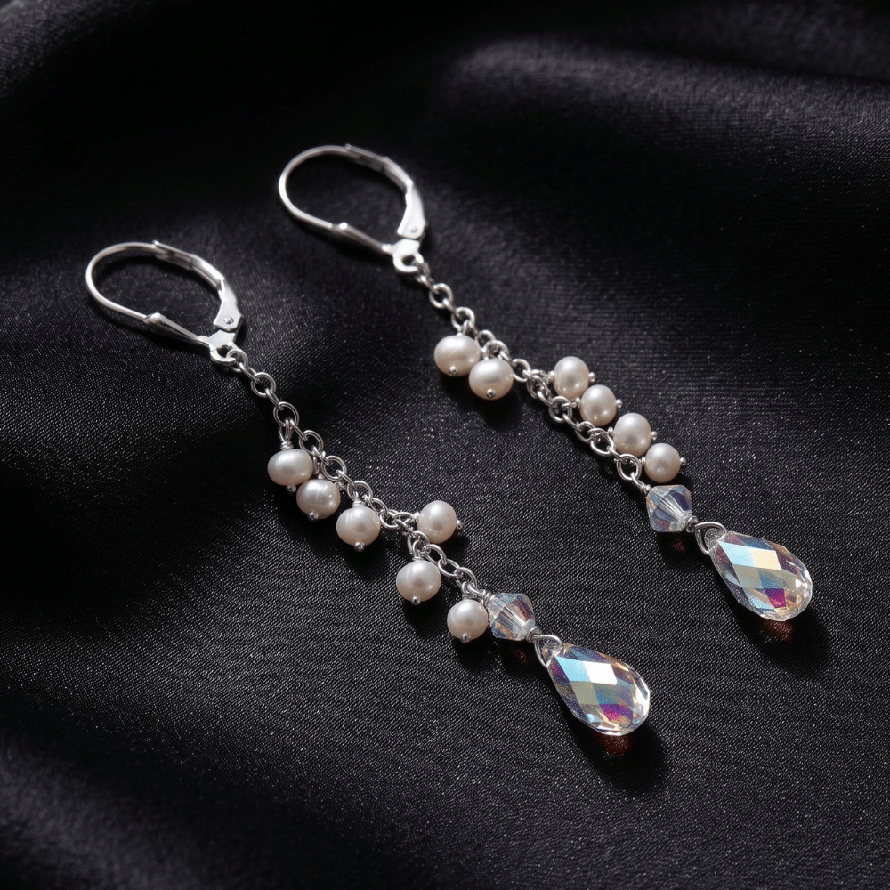 Swarovski Crystal and Cultured Freshwater Pearl Earrings