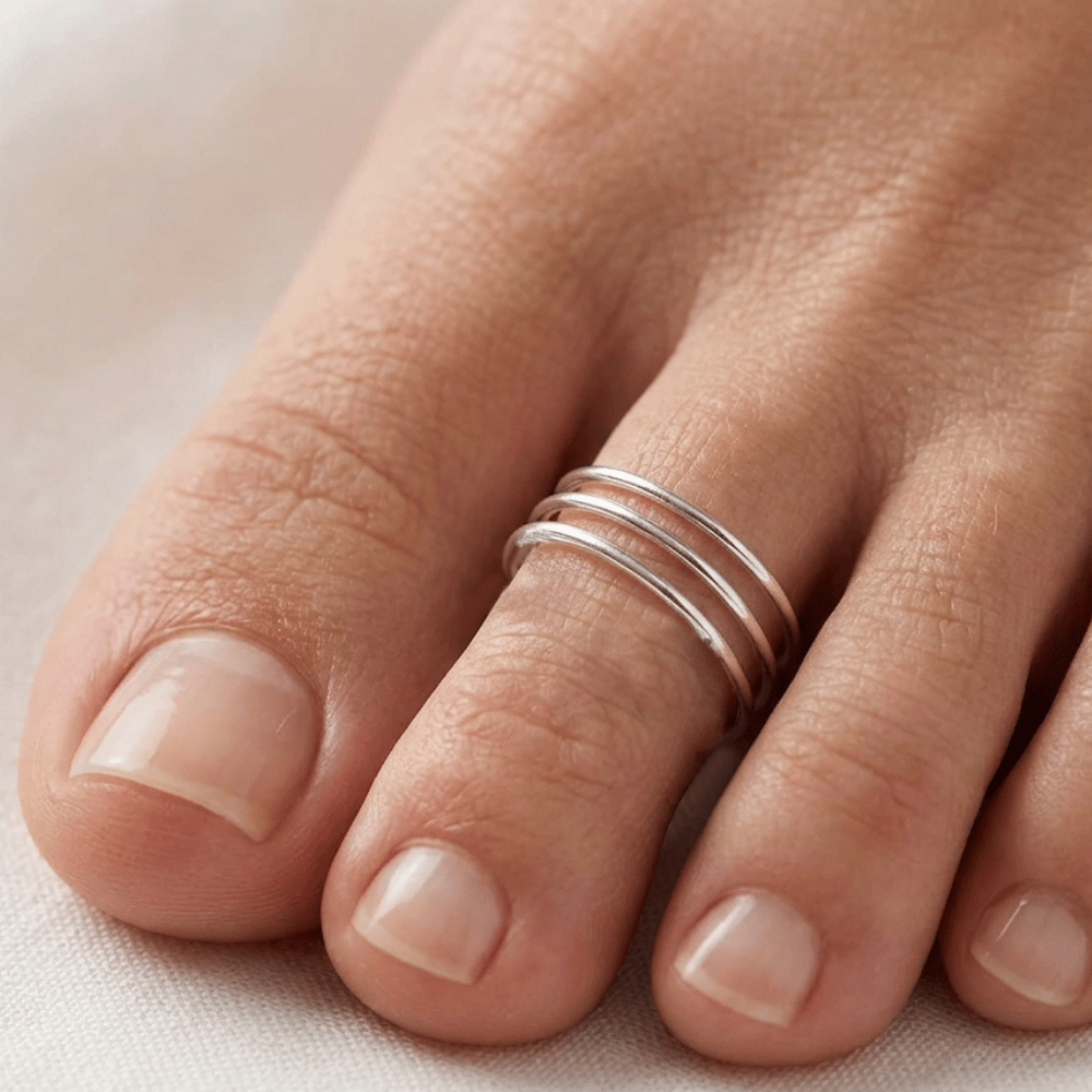Polished Triple Row Toe Ring