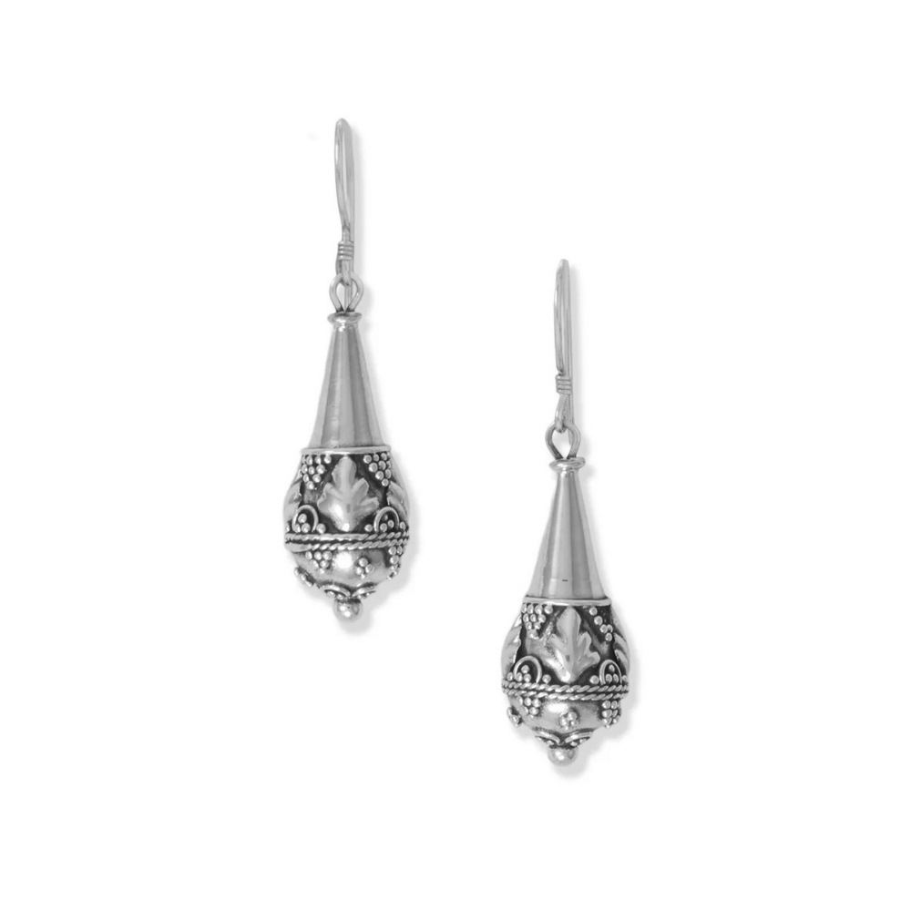 Oxidized Bali Pear Drop Earrings