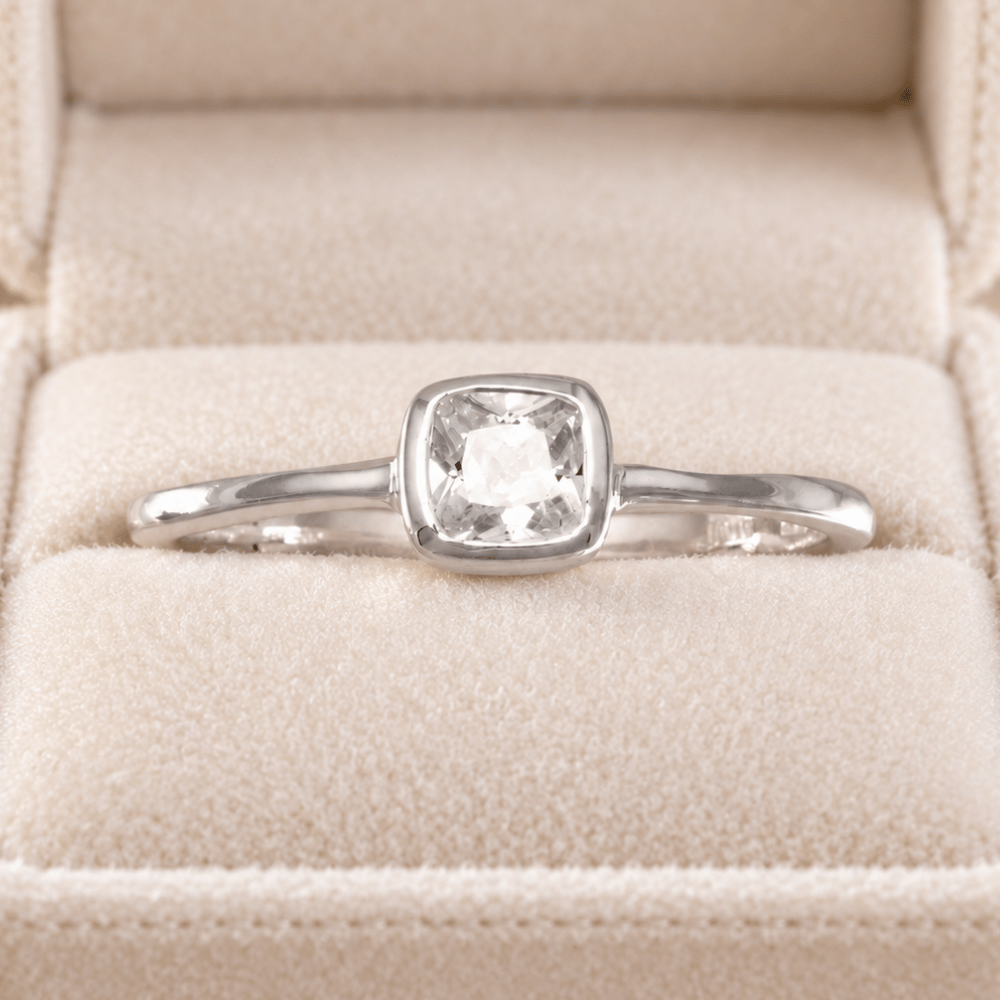 Solitaire Square Clear CZ Ring