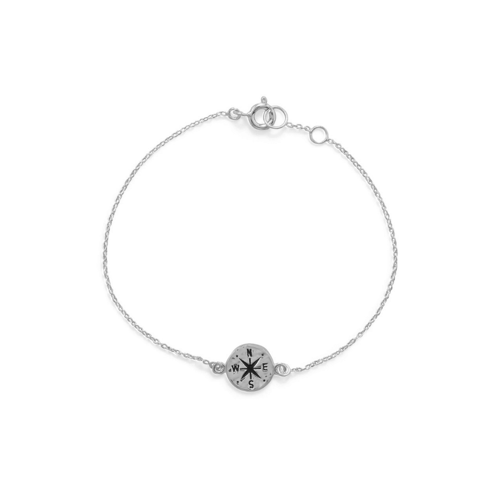Keep It Moving! 7"+.5" Hammered Compass Bracelet