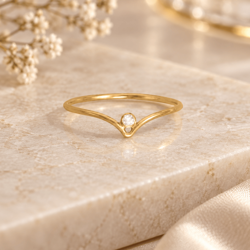 14/20 Gold Filled CZ "V" Design Ring