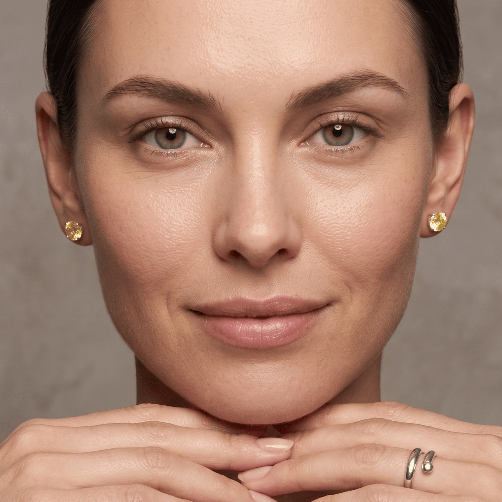 Rhodium Plated Birthstone Stud Earrings