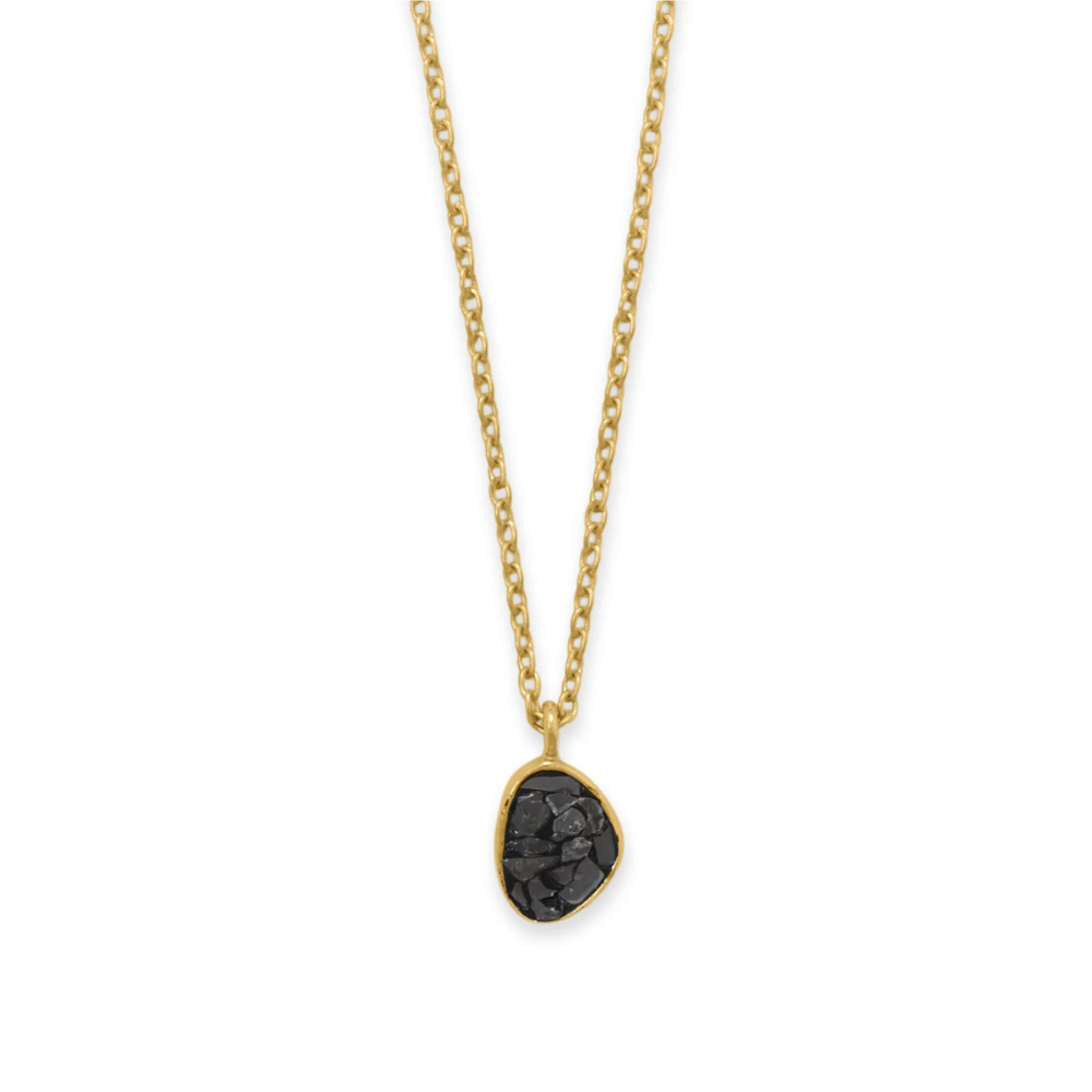 16" + 2" 14 Karat Gold Plated Diamond Chip Necklace