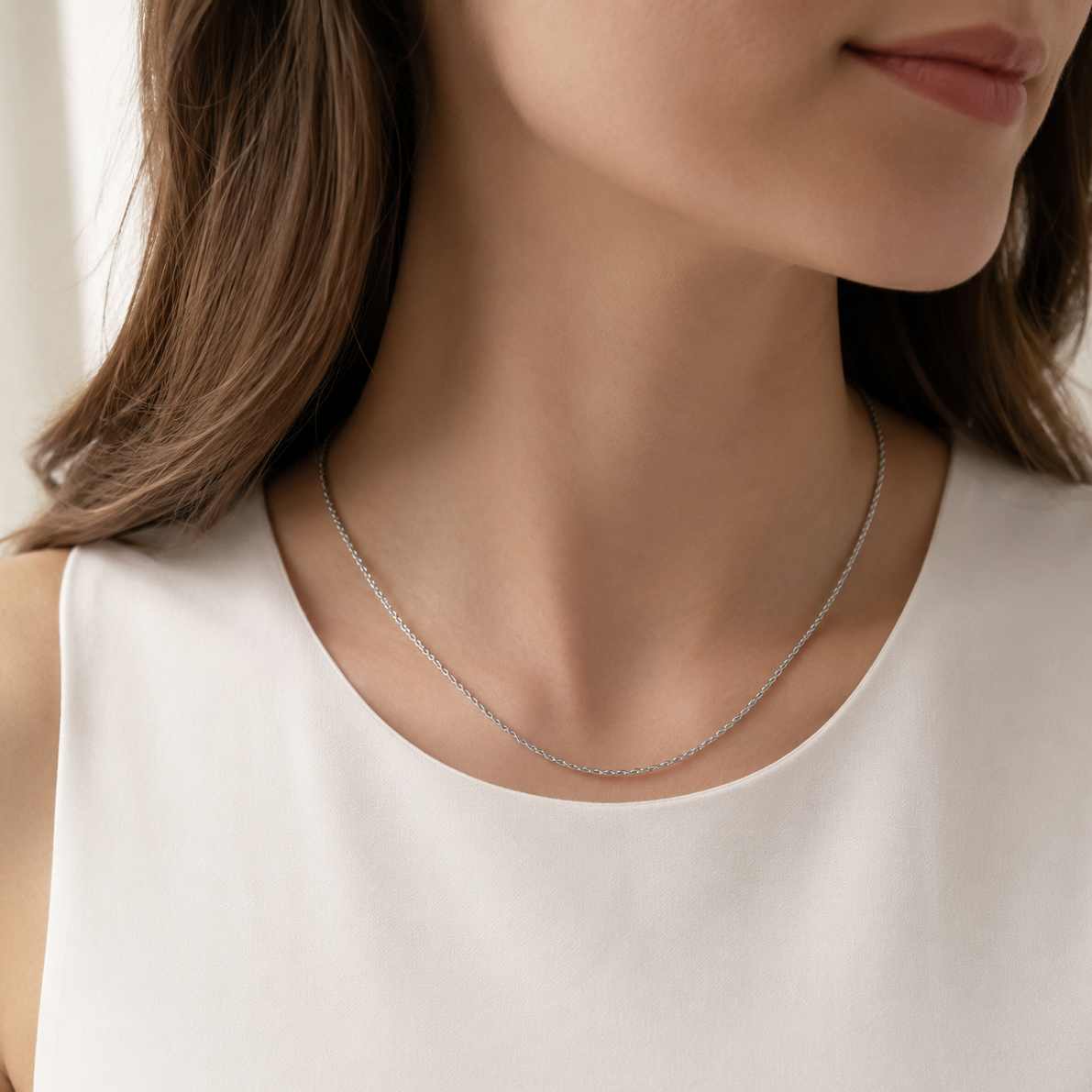 925 Sterling Silver Rhodium Plated Rope Chain Necklace - 1.8mm