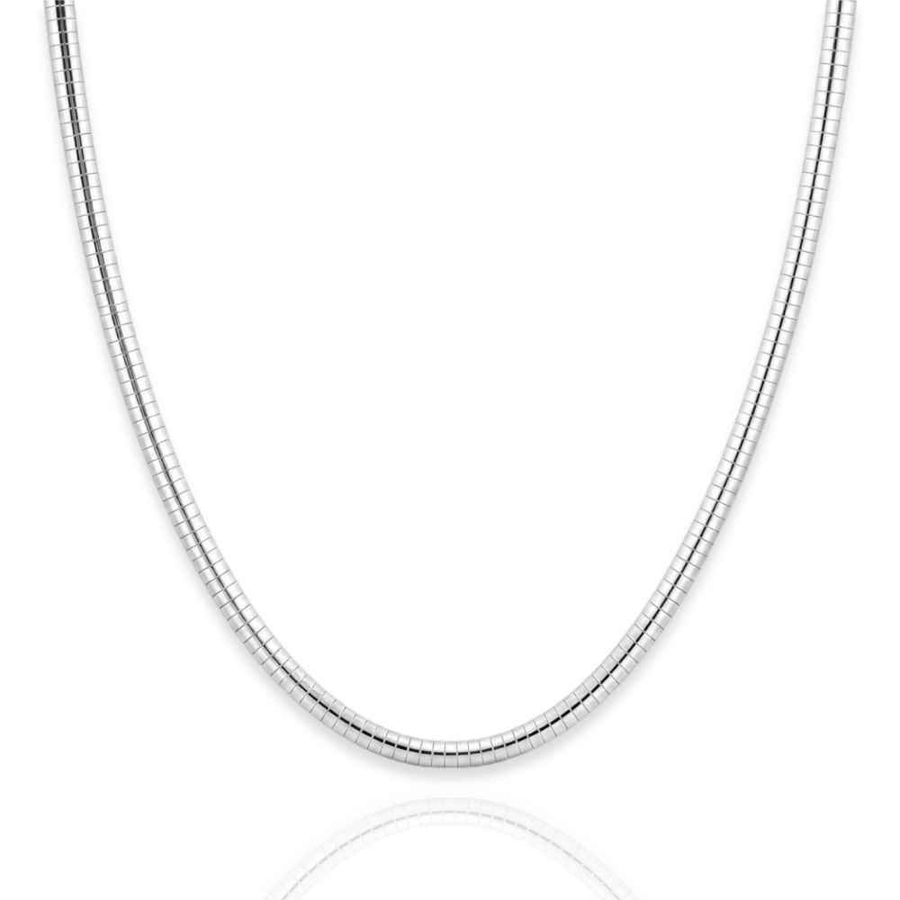 925 Sterling Silver Domed Omega Necklace - 4mm