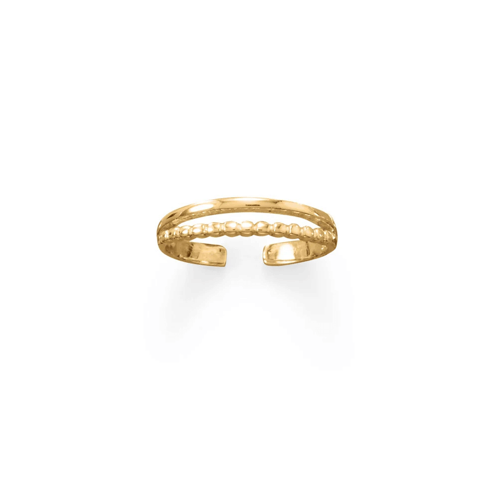Two Row Bead and Band Toe Ring
