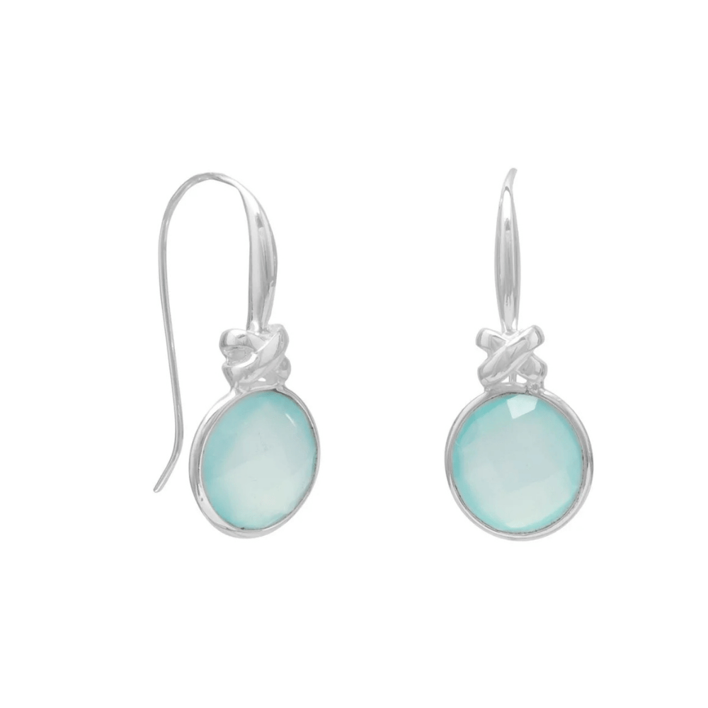 Faceted Sea Green Chalcedony Earrings