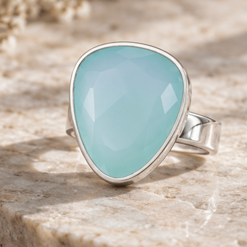 Freeform Sea Green Chalcedony Ring