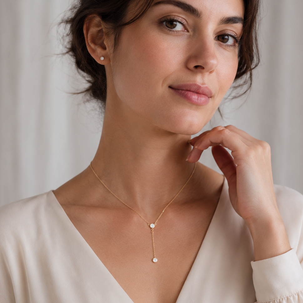 18" + 2" 14/20 Gold Filled 4mm CZ Y Drop Necklace