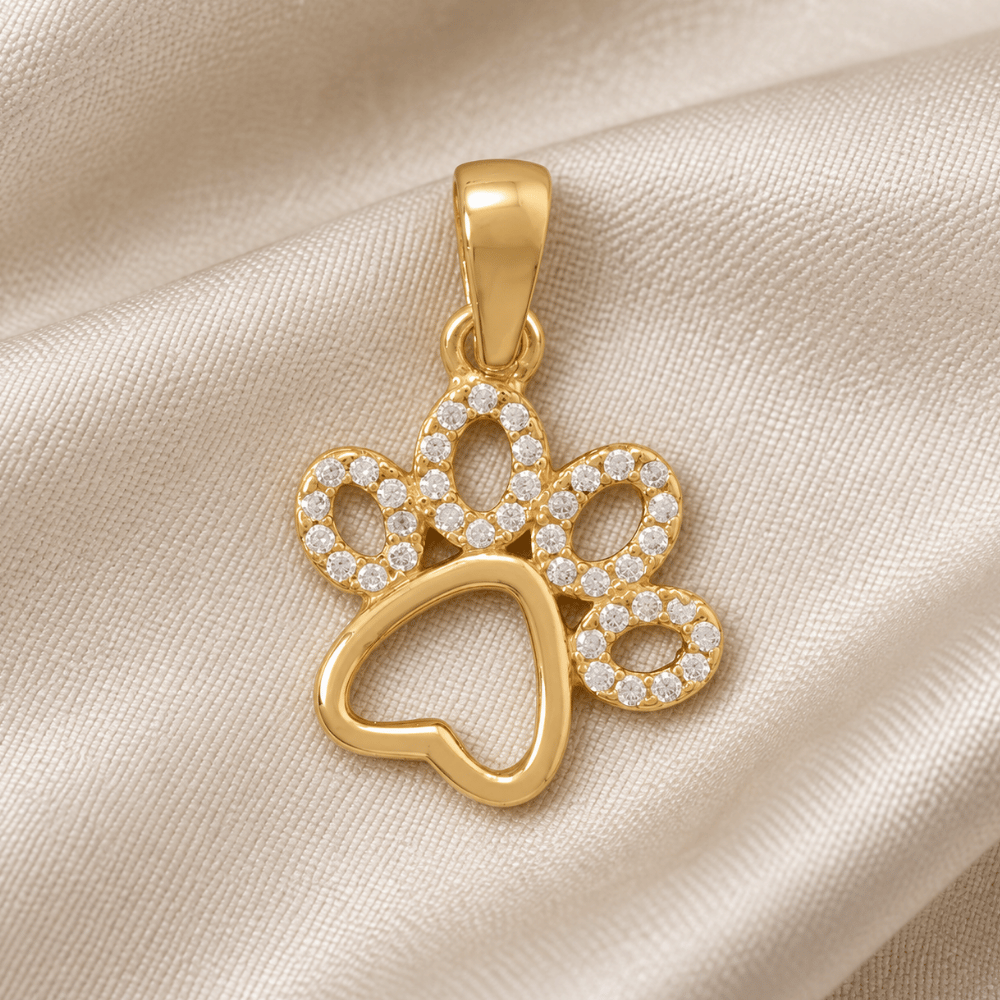 CZ Paw Print Pendant